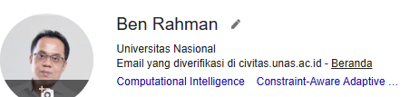 Cuplikan profil Google Scholar Ben Rahman